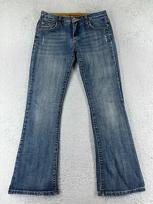 Mudd Pants Women 5 Blue Denim Jeans Embellished Bootcut You Are Beautiful Cotton • $15.94
