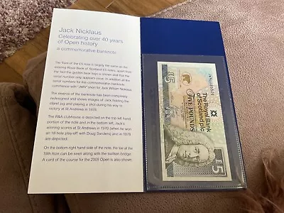Jack Nicklaus £5 Commemorative Royal Bank Of Scotland £5 With Folder • £14.95