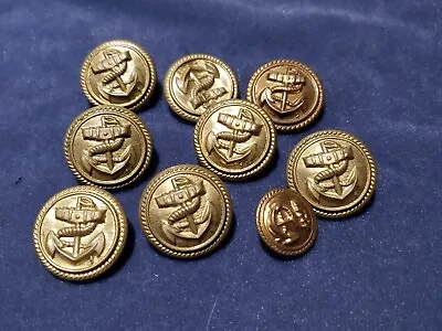 LOT OF 9 PRE WWI NAVY NAVAL SHIPPING MERCHANT MARINE BRASS BUTTONS 22.9 Mm • $7.27