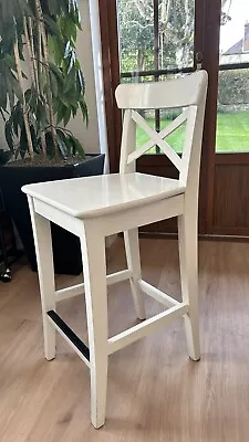 Set Of 4 White Kitchen Breakfast Bar High Chairs Stools • £15