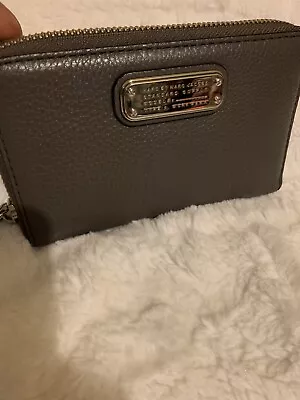 Marc Jacobs Pebbled Leather Continental Zip Around Wallet Grey With Silver Logo • $17.60