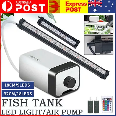 LED Aquarium Light Submersible Underwater Air Bubble RGB Light FishTank Air Pump • $21.50