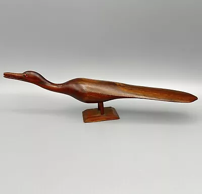 Vintage Hand Carved Folk Art Wooden Shore Bird Figure 11” L • $17.99