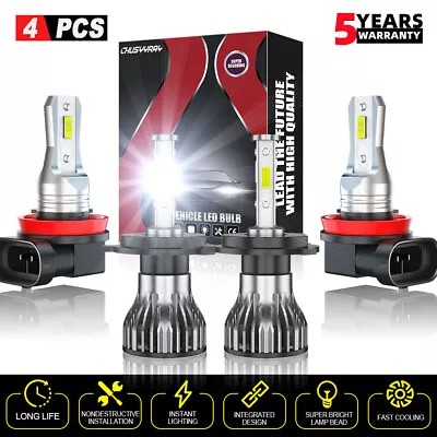 4-Sided 6000K LED Headlight Hi/Lo Fog Light Bulbs Combo For Mazda 2 2011 -2014 • $39.99