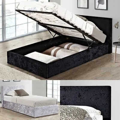 Velvet Ottoman Bed Berlin Fabric Storage Bed 2 Colour 4 Size 4 Mattress Options • £472.98