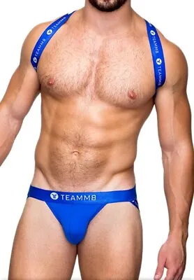 Teamm8 Blue Team Jockstrap & Harness Set Medium . Embossed Harness Rubber Ring • $50