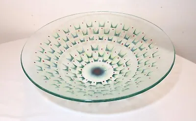 LARGE Vintage Maurice Heaton MH Handmade Fused Art Glass Centerpiece Fruit Bowl • $305.09