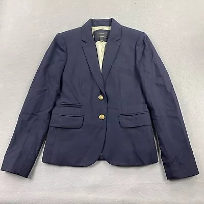 J Crew Jacket Womens 0 Blue 2 Button Schoolboy Blazer Wool Blend Stretch • $31.99