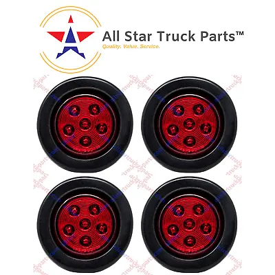 4pc - 2.5  Round 6 LED Red Light Truck Trailer Side Marker Clearance Grommet Kit • $28.50