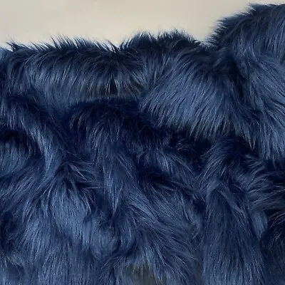Navy Mohair Shaggy Faux Fur Fabric By The Yard ( Long Pile ) 60  Wide • $23.99