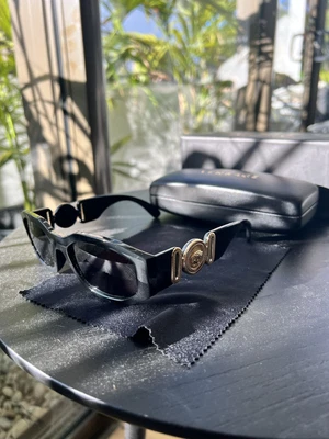 $300 • Buy VERSACE  Black Gold Sunglasses VE4361 Biggie New