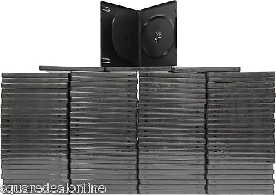 (100) Black Triple 3 DVD 3DVD Disc Cases Boxes SLIM 14mm Hinged Tray #DV3R14BKWT • $118.99