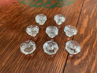 8 Matching Vintage Glass Knobs ~ Furniture Drawer Pulls ~ Clear Hexagon 1.25” • $16.99