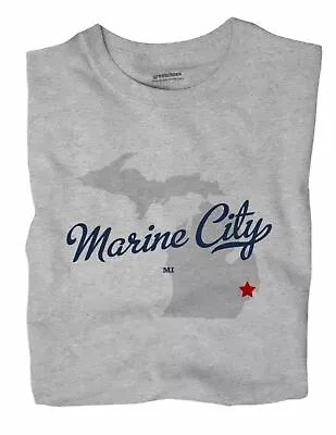 Marine City Michigan MI Mich T-Shirt MAP • $19.50