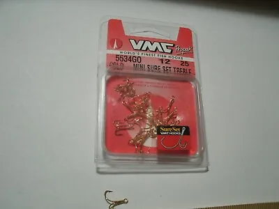 VMC   Mini Sure Set Treble Fishing Hooks -Size- 12 -  25 Pcs. -gold • $8.25