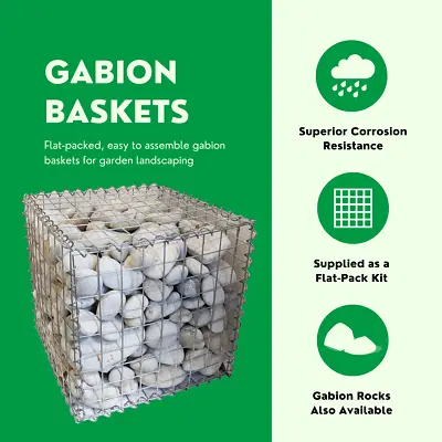 Gabion Baskets 10 Gauge Galvanised Wire Baskets For Retaining Walls • £19.99