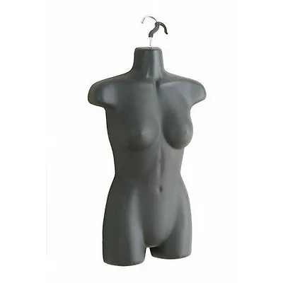 New Female Dress Mannequin Form (Hard Plastic / Black) With Hook For Hanging 3PK • $55.56