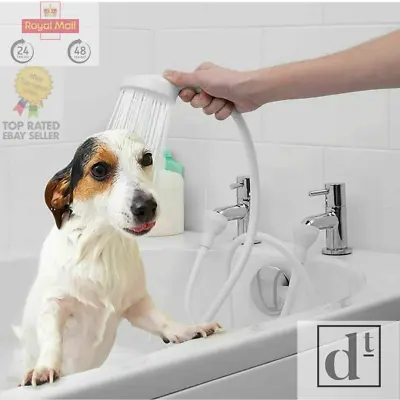 Push On Double Tap Bath Sink Shower Head Hose Kit Hairdresser Pet Bath Tap 1m • £9.99