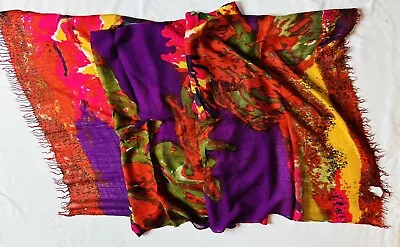 Womens Large Vintage Scarf Abstract Tie Dye Pink Shawl Hijab Sarong 22”x75” • $3.99
