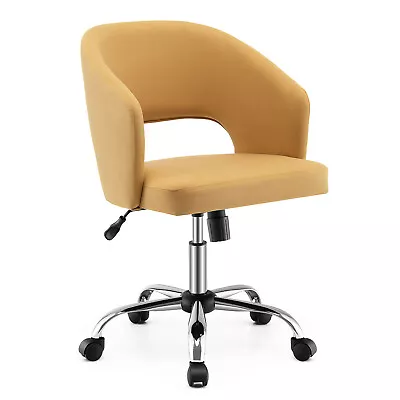 Upholstered Office Chair Adjustable Swivel Desk Vanity Chair W/ Hollow Out Back • $79.99