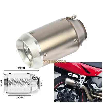 Motorcycle Exhaust Short Pipe Universal 51mm Titanium Pipe For ZX-6R ZX-10R Z400 • $79.99