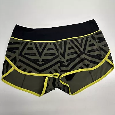 Lululemon Run Speed Shorts 2.5   Chevron Shuffle Fatigue Green Black Size 6 • $24.99