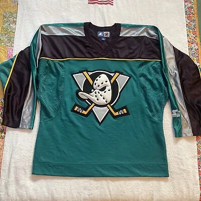 Vintage 90s Men Starter Anaheim Mighty Ducks Jersey L NHL Hockey Stitched • $60