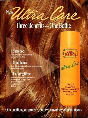 Vintage Print Advertisement Vidal Sassoon Ultra Care Shampoo • $8.55