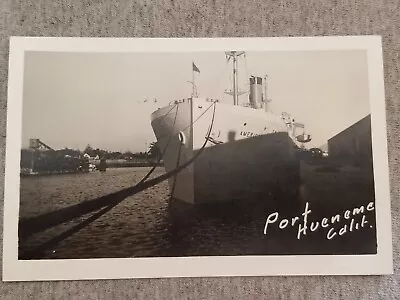 RPPC Port Hueneme CA Steam Ship American Sailor At Dock C1940s Unposted • $19.49