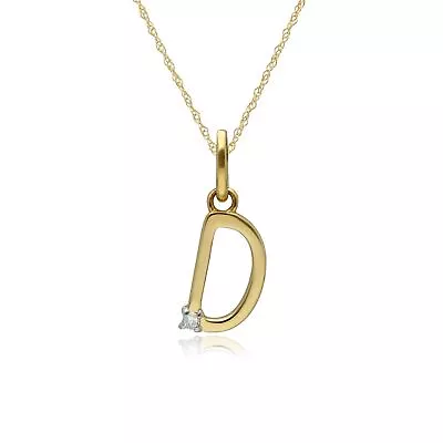 Initial D Diamond Letter Necklace In 9ct Yellow Gold • £99