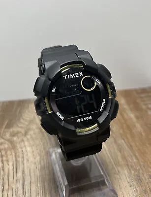 Timex TW5M23600  MAKO DGTL Black Resin Watch Indiglo Day/Date Alarm • $27.95