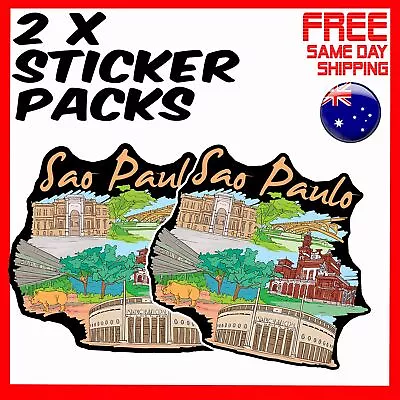 2 X Stickers - Sao Paulo Brazil Country Flag Destination Car Laptop Sticker • $4.24
