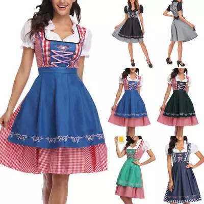 Women Oktoberfest Costume German Bavarian Dirndl Beer Fancy Maid Dress Size 6-14 • £4.99