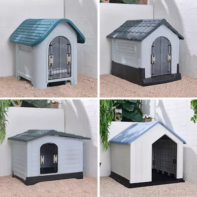 Indoor Outdoor Plastic Doghouse Pet Puppy Kennel Animal Shelter Cabin Waterproof • £62.95