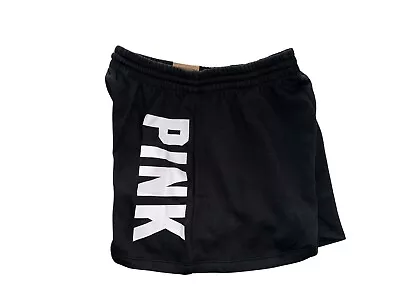 Victoria's Secret Pink High Waist Campus Short Relaxed Fit Fleece Black NWT • $35.99