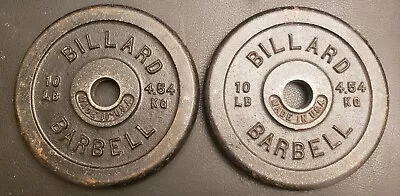 Pair Of Vintage Billard Barbell USA 10 Lb Standard Weights Cast Iron 20lbs Total • $68.95