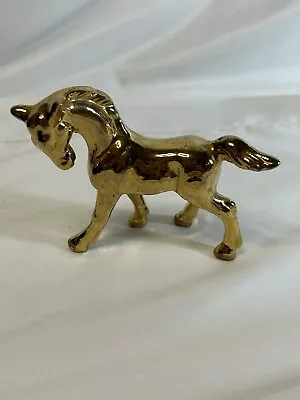 Vintage Gold Glazed Porcelain Miniature Horse Figurine Mid Century • $15.21