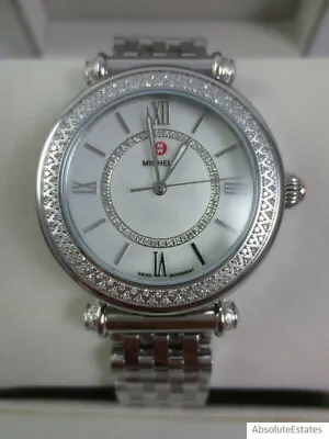 NEW Michele Silver Diamond Caber Mid Ladies Watch MWW16E000008 Box NWT NIB • $1299.99