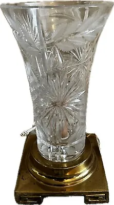 Original Vintage Dresden Cut Crystal Table Lamp Brass Bottom MADE IN GERMANY • $120