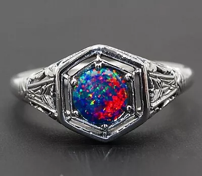 1CT Natural Red Fire Opal 925 Sterling Silver Edwardian Style Ring Sz 9 FD1 • $20.99