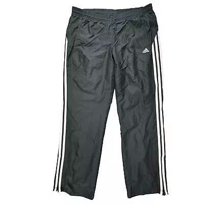 Adidas Pants Mens Size Medium Black Ankle Zip Track Joggers Loose Fit Drawstring • $18.99