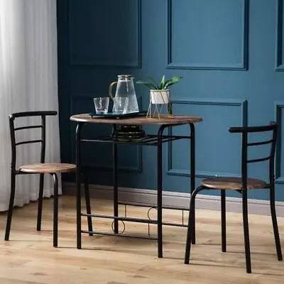3PCS Metal Dining Table Set With 2 Chair Kitchen Home Furniture Breakfast • $63.99