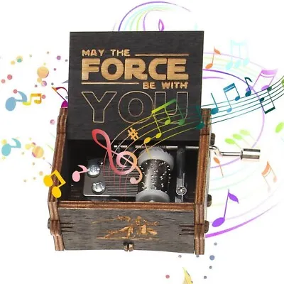 Wooden Hand Crank Music Box Star Wars Classical Antique Carved Engraved Gift • £6.99