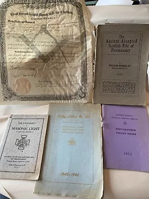 Vintage Masonic Booklets Rochester NY 1909 Vellum Univ Of Light1946 100yr Prog • $75