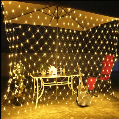 $27.99 • Buy LED Net Mesh Curtain String Fairy Lights Xmas Wedding Party Garden Outdoor Decor