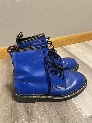 Doc Martens 1460 Boots Women Size US 6 Blue Leather 8 Eye England VTG • $99.99