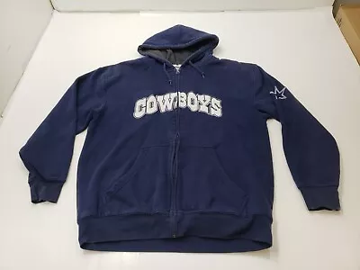 NFL Authentic Dallas Cowboys Mens Jacket Full Zip Hooded Blue Size L Pre-Owned • $24.99