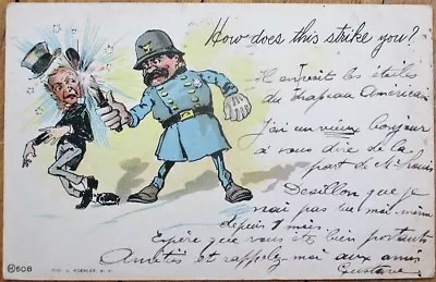 $9.99 • Buy Police/Policeman Striking Man W/Nightstick 1905 Color Litho Postcard