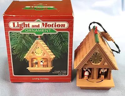 Hallmark Magic Ornament 1987 LOVING HOLIDAY Clock-Lights & Motion  QLX7016 • $8.95