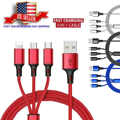 3 In 1 Fast USB Charging Cable Universal Multi Function Cell Phone Charger Cord • $4.48
